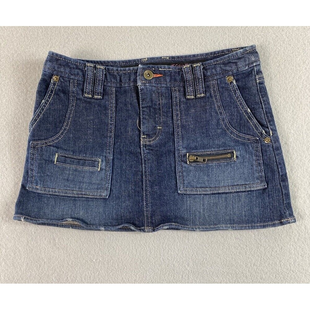 Calvin Klein Jean Mini Skirt Womens 29x11 Blue Dark Denim Tag 7
